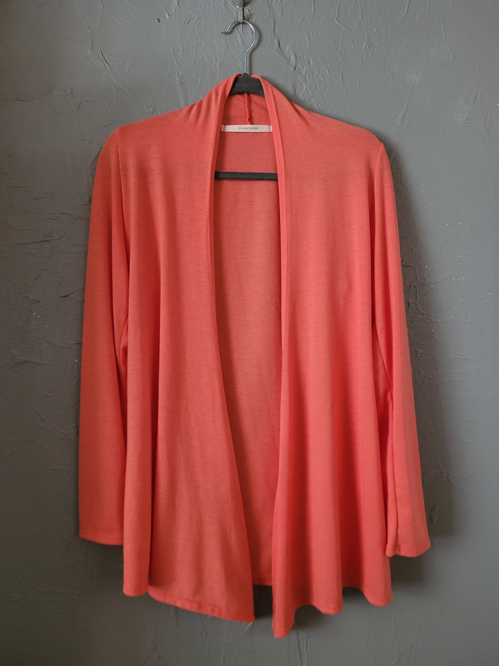 41 HAWTHORN Lightweight Open-Front Coral Sweater Cardigan M